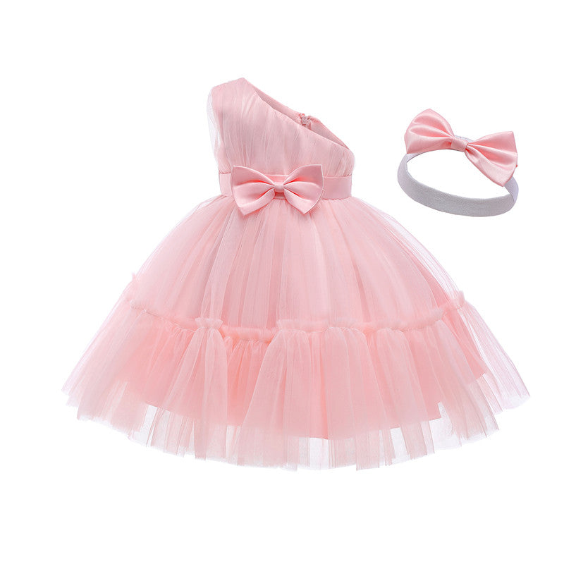 Tiered Tulle Bow-Front Princess Party Dress