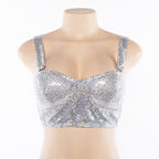 Sequin Patchwork Sexy Bra Crop Top for Layering