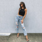 Women's Ribbed Cotton Crop Tank Top