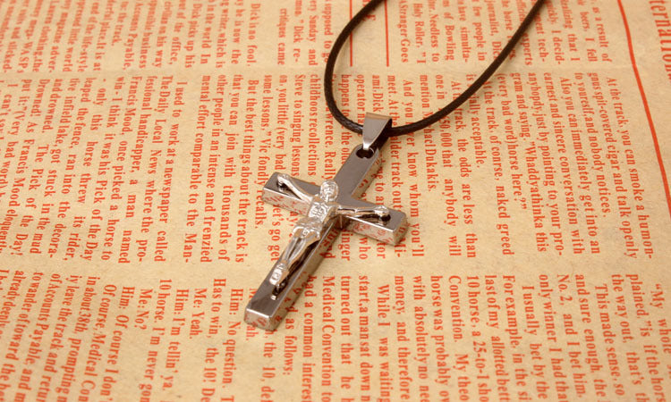 Titanium Steel Jesus Crucifix Cross Pendant Necklace | Christian Jewelry