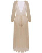 Sheer Sequin Long-Sleeve Beach Cover-Up