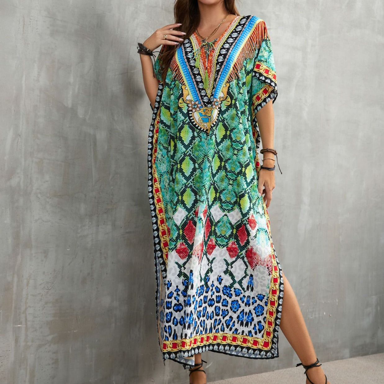 Printed Beach Cover-Up Robe in 16 Colors (21083)