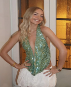 Sequin V-Halter Top