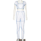 Summer Women's Fashion Crop Top and Pants Set
