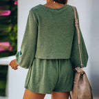 New Women's Long Sleeve and Shorts Set for Casual Wear