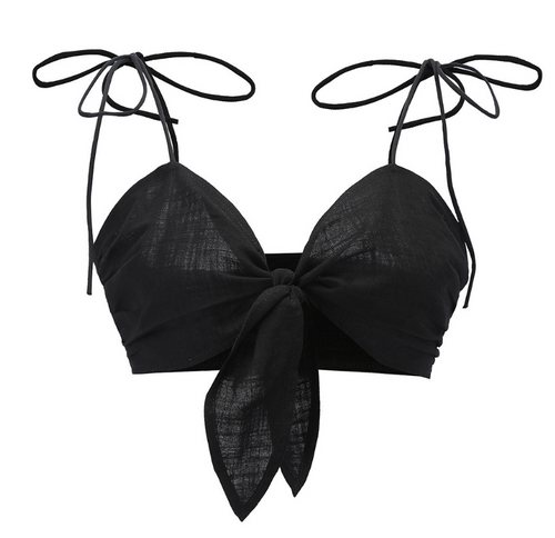 2019 Summer Women’s V-Neck Knot Crop Top for Beach