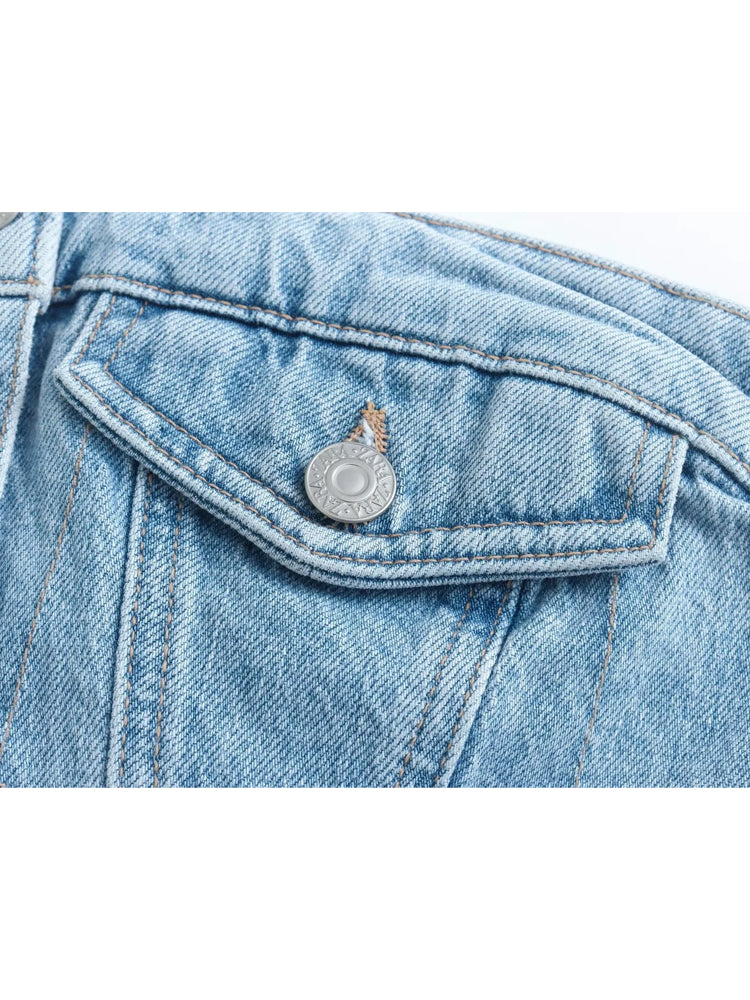 Blue Off-Shoulder Denim Corset Crop Top for Women
