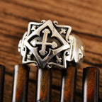 Men's Thick Silver Cross Signet Ring