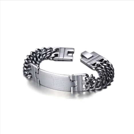 Men's Cross Scripture ID Bracelet | Christian Jewelry