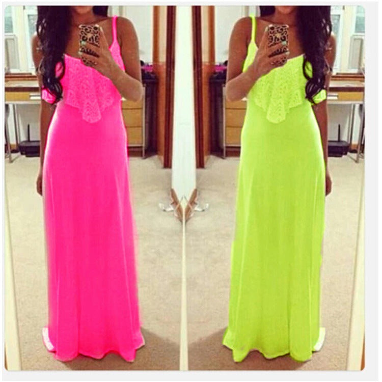 2019 Fashionable Lace Maxi Dress with Spaghetti Straps
