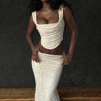 Lace Two-Piece Tube Top & Fishtail Skirt Set