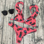 Floral Print Triangle Bikini Set