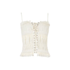 Summer Women's Crop Top with Ruffled Hem and Spaghetti Straps