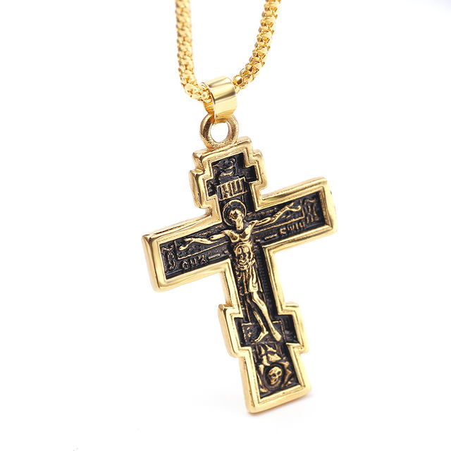 Orthodox Crucifix Cross Pendant Necklace - Christian Jewelry