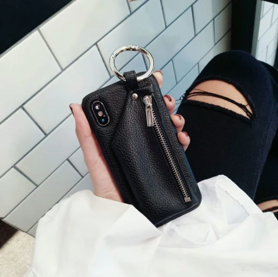 Apple-Compatible iPhone Case with Leather Pouch & Keyring | Accessory