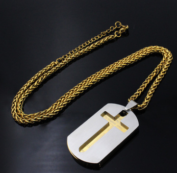 Cross Dog Tag Pendant Necklace