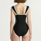 Retro Sweetheart Contrast-Trim One-Piece Swimsuit