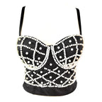Pearl-Embellished Bustier Camisole Top