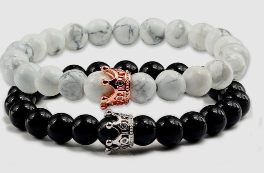 Volcanic Rock Bracelet with Dog Head and Map Stone