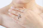 Cross Pendant Necklace with Zirconia Charm