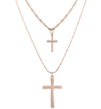 Layered Cross Pendant Necklace Set