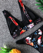 Floral Mesh Panel Bikini Set