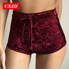 Women's Flannel Elastic Tie Casual Sports Shorts