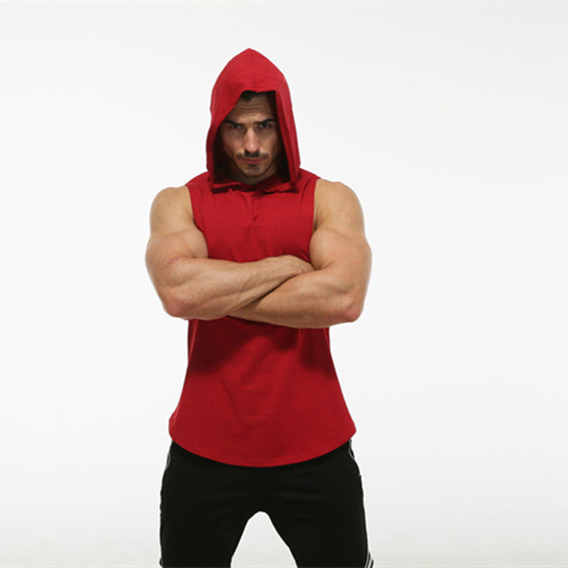 Men's Cotton Hooded Sleeveless Tank Top