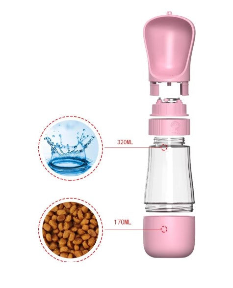 2-in-1 Portable Dog Water Bottle with Foldable Drinking Bowl, Leak-Proof Travel Pet Water Dispenser for Walks, Hiking & Outdoor