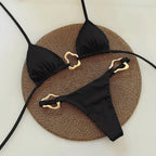 Red Triangle Bikini Set with Gold Accents