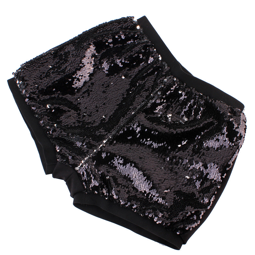 Shiny Sequin Shorts with Bow for Women