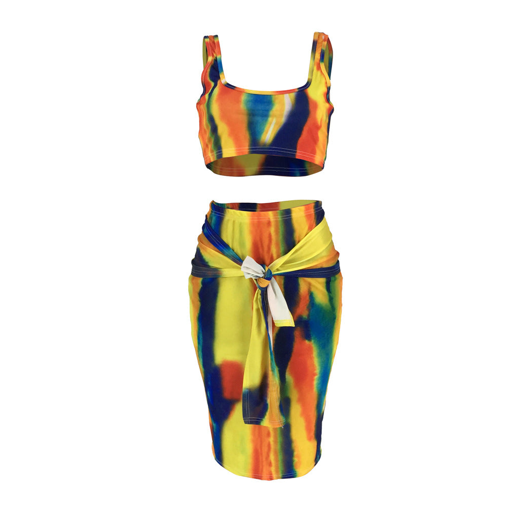 Tie-Dye Camisole and Midi Skirt Set