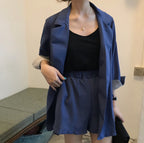 2020 Women's Thin Striped Sleeve Blazer and Shorts Set