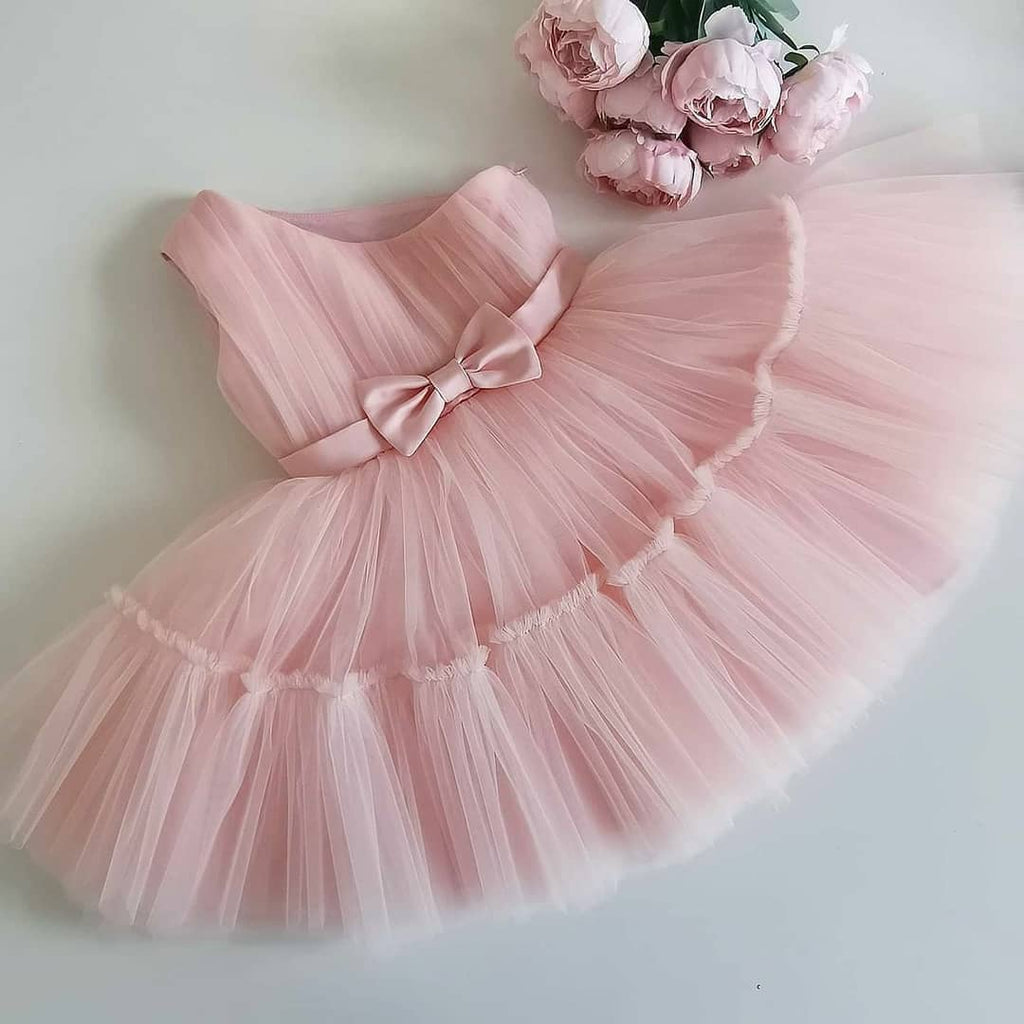Tiered Tulle Bow-Front Princess Party Dress