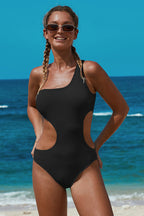 One-Shoulder Cutout One-Piece Swimsuit