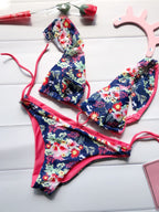 Ruffle Floral Triangle Bikini Set
