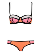 Women's Neoprene Colorblock Push-Up Bikini Set