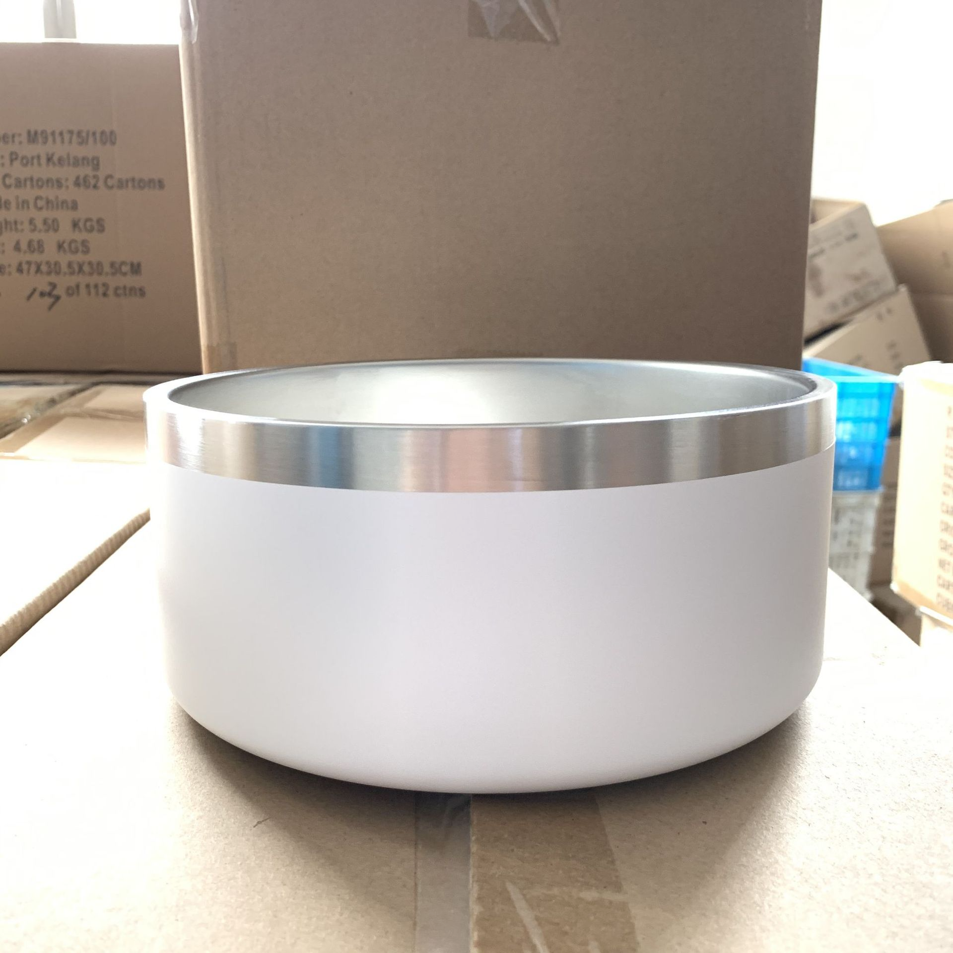 Stainless Steel Dog Bowl Double Wall Insulated Pet Food Water Dish, Heavy Duty Non-Slip Powder-Coated Feeding Bowl for Dogs and Cats 32oz 64oz