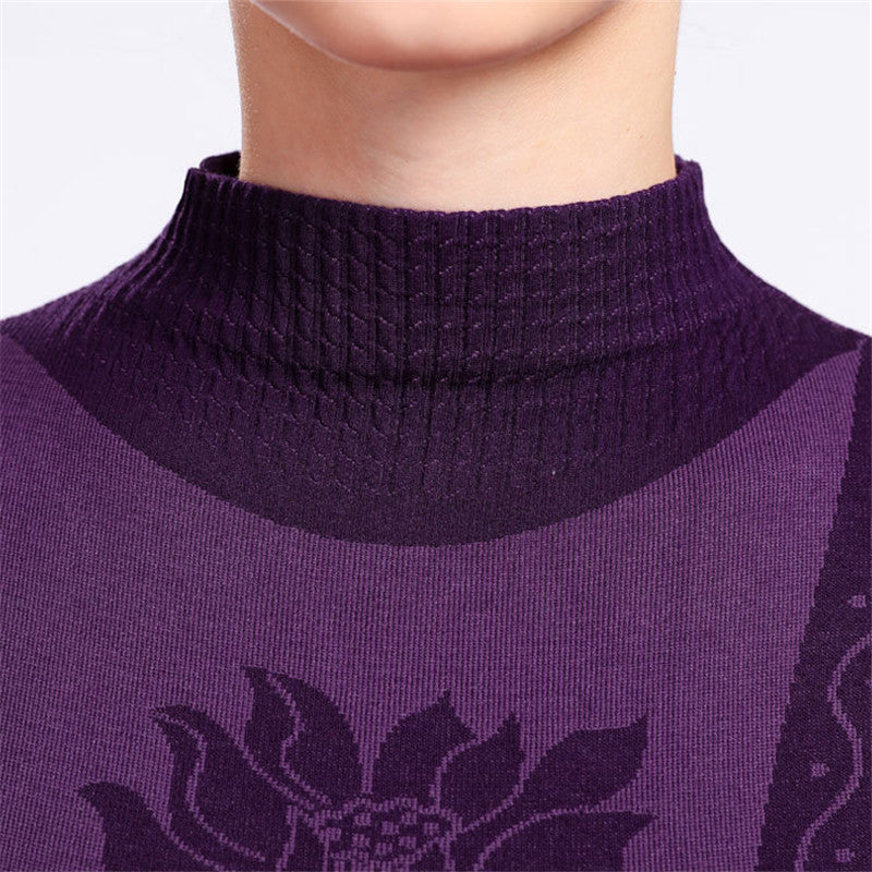 2022 Women's Thermal Striped Turtleneck Underwear Set