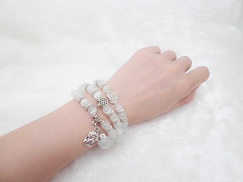 Cat's Eye Stone Pixiu Beaded Bracelet