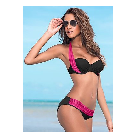 Women's Color-Block Push-Up Halter Bikini