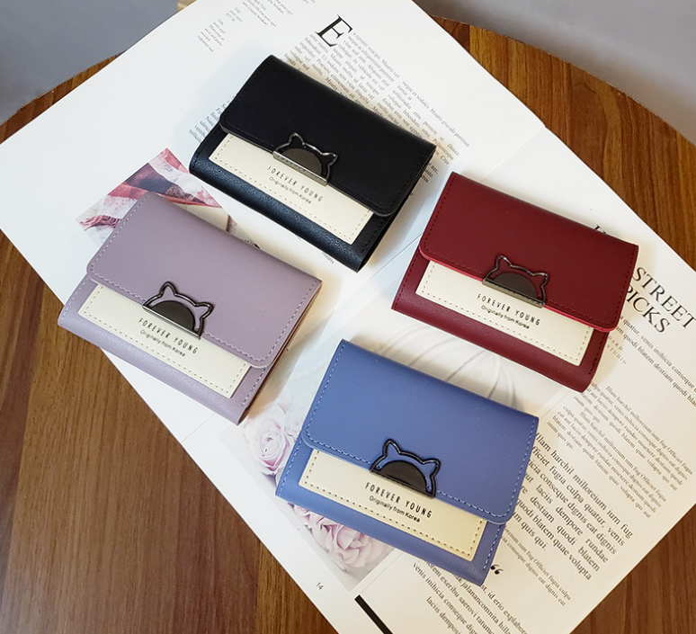 Cute Short Cat Wallet for Women - Korean Style (One Piece)