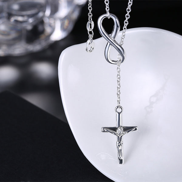 Infinity Cross Lariat Necklace
