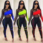 Women's Mesh Crop Top and Leggings Set