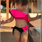 Girls Ruffle Bow Two-Piece Swimsuit