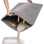 Honeycomb Cat Litter Trapping Mat, Double-Layer Waterproof Litter Box Mat with Handles, Washable Scatter Control Pad for Floor Protection