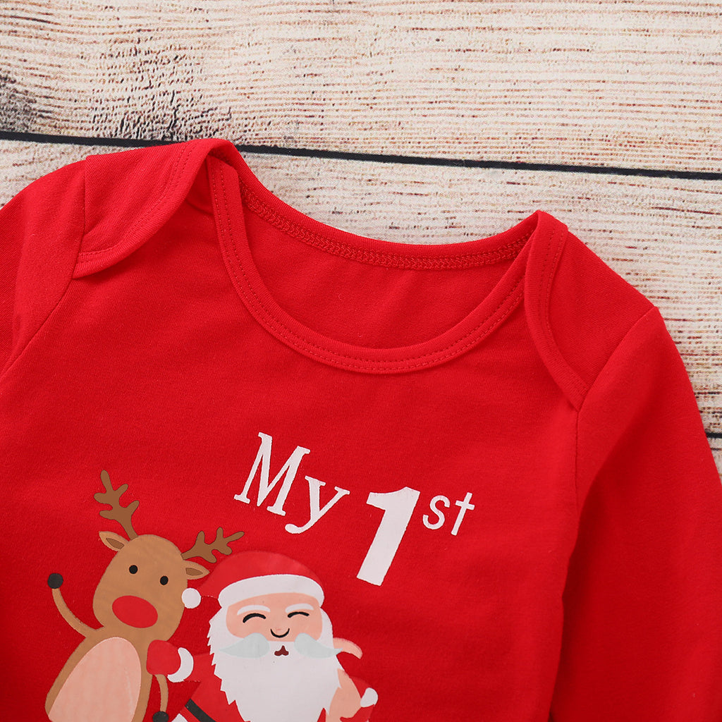 My 1st Christmas Santa & Reindeer Baby Bodysuit