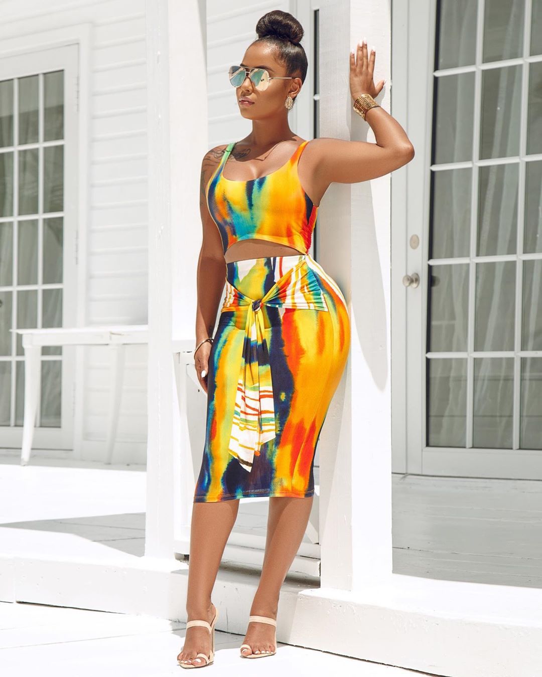 Tie-Dye Camisole and Midi Skirt Set