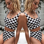 Checkerboard Print Bikini Set
