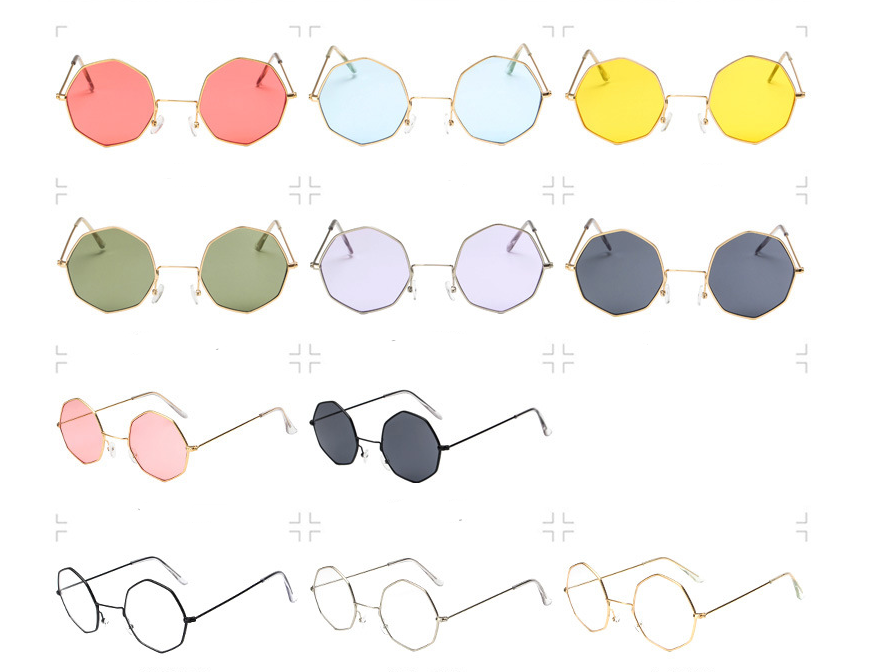 Octagonal Metal Frame Sunglasses
